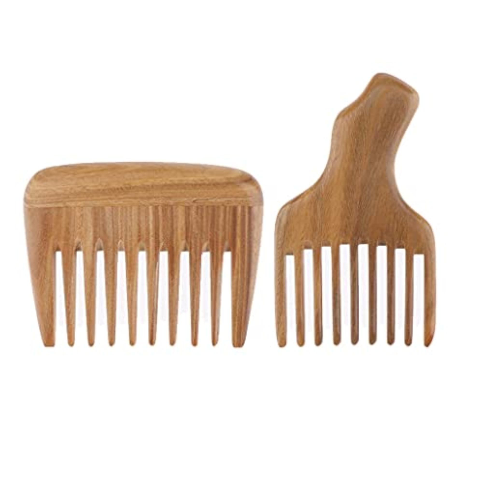 2X Detangle Wood Pick Combs, Anti-Static Hair Care